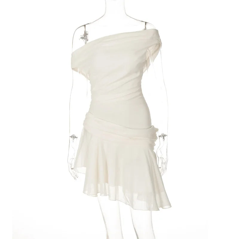 שמלת מיני אסימטרית חצאית שיפון - אורין