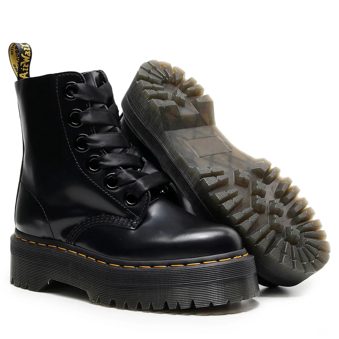 Satin lace-up leather boots - Winnie