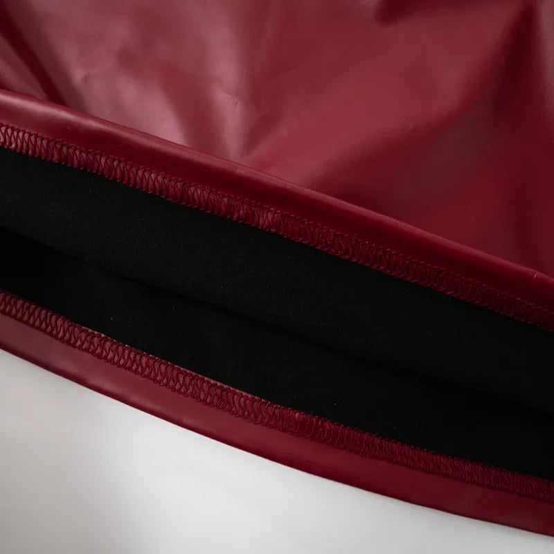 שמלת מיני דמוי עור בעיצוב קיפולים כתף חשופה - Meri