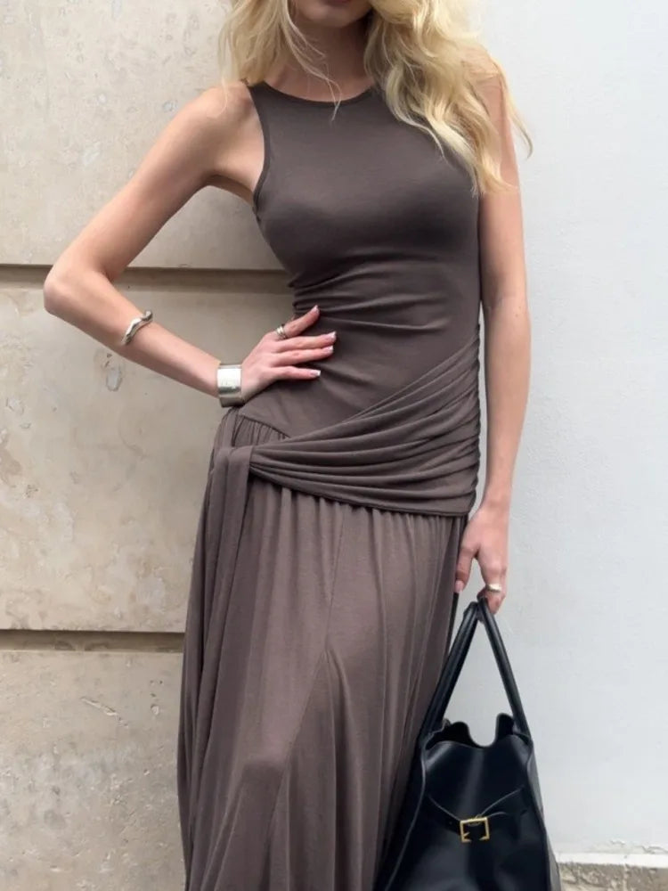 שמלת מקסי בעיצוב קיפולים וקשירה בוהו שיק - דאלילה