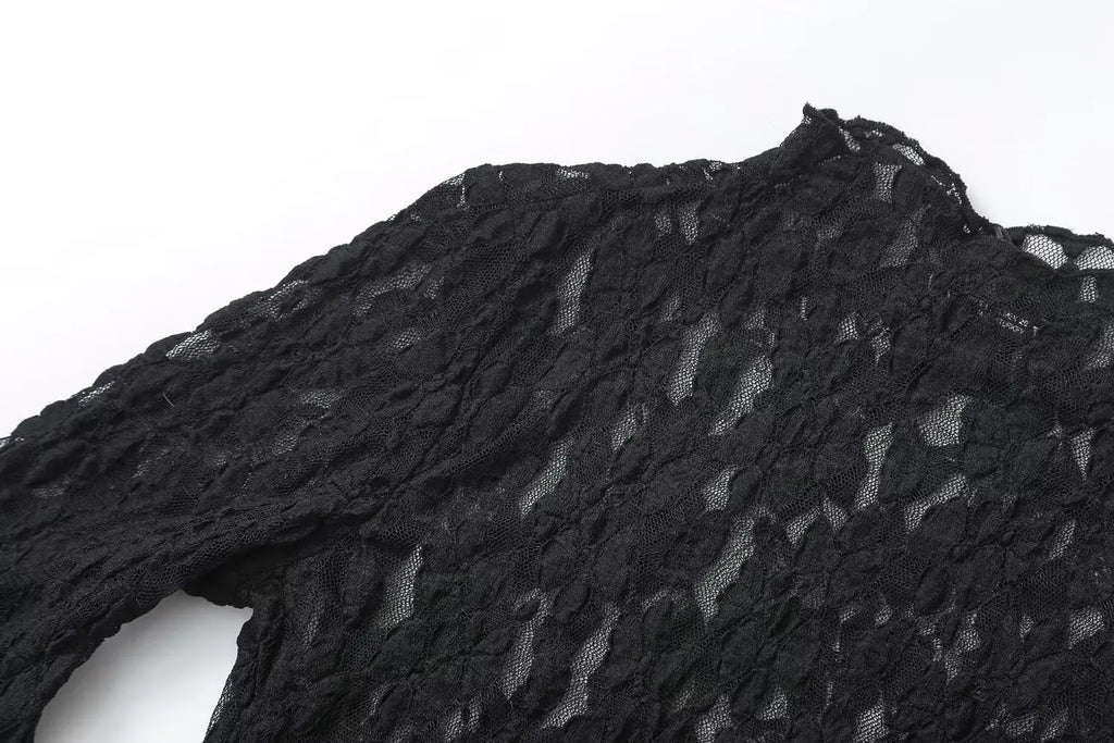 חליפת תחרה שני חלקים בגד גוף ומכנסיים ארוכים - מנור