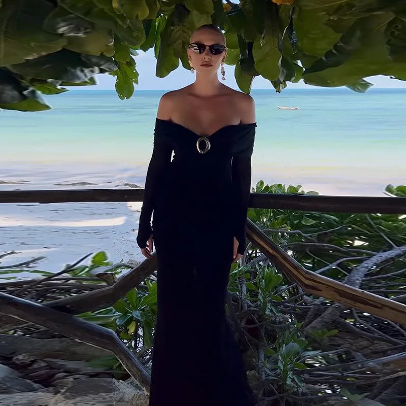 שמלת מקסי כתפיים חשופות - סבין