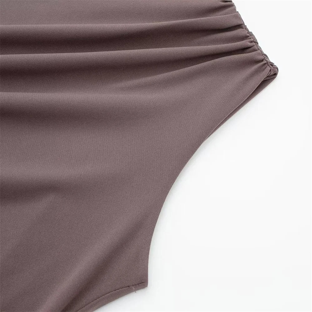 שמלת מקסי אלגנטית צמודה בעיצוב כיווצים - לוזיאנה