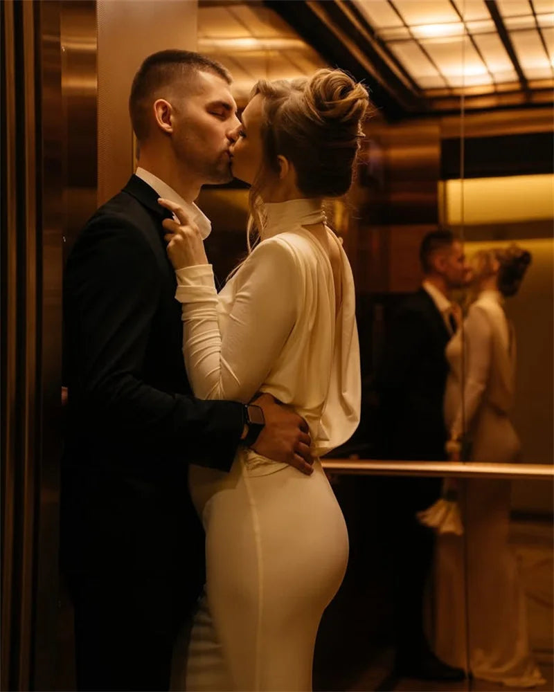 Elegant open back halter maxi dress - LARIAN