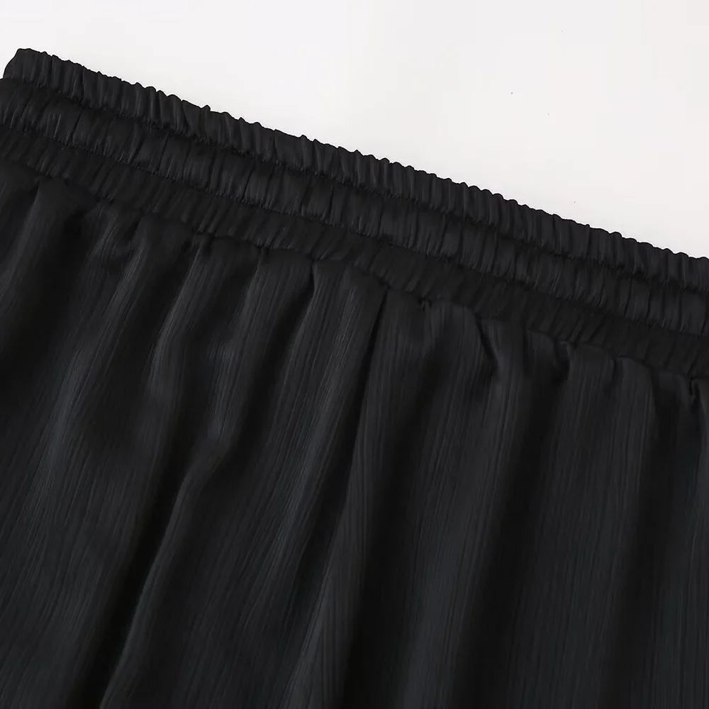 חליפת שני חלקים בד קרפ מבריק נעים מכנסיים ארוכים ובלייזר - ריקה