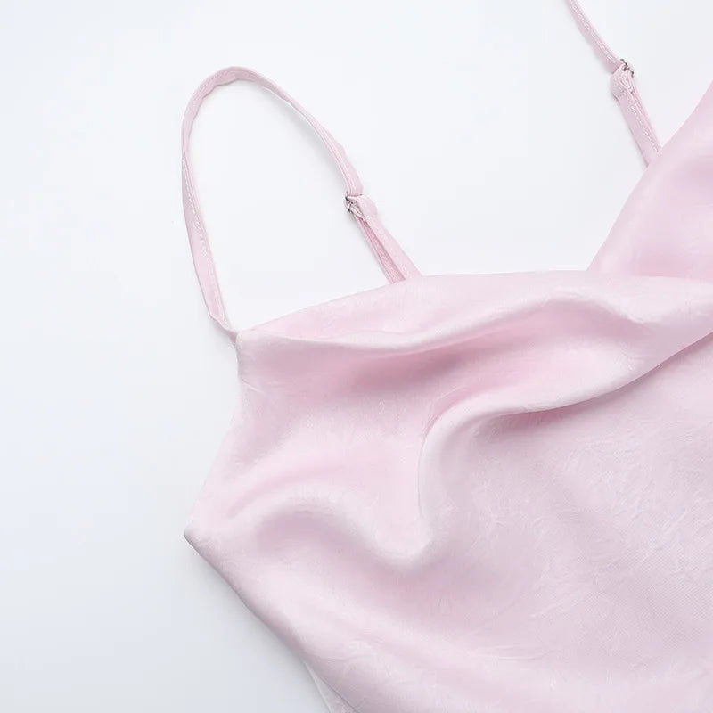 שמלת מקסי סאטן בעיטור שסע - לינדה