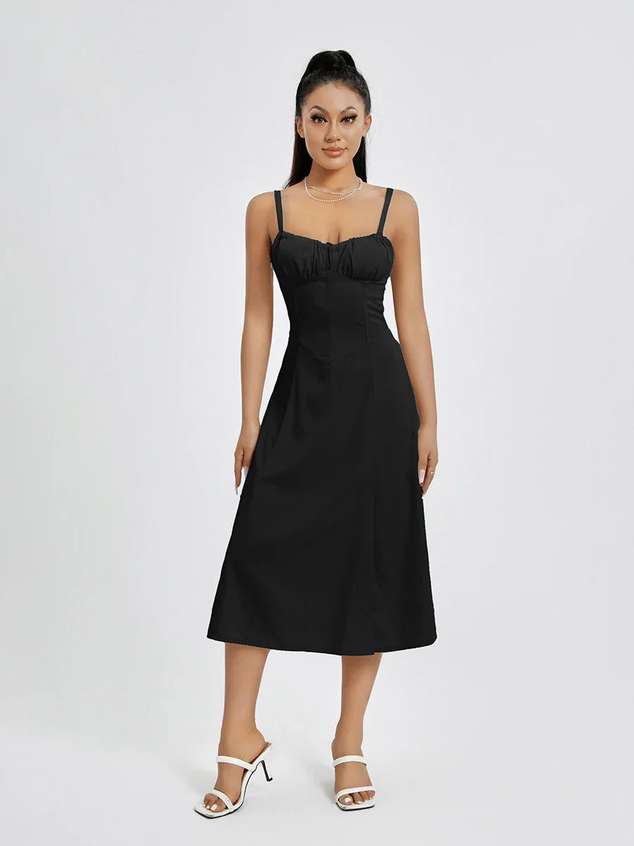 שמלת מידי קיצית בעיצוב כפרי בעיטור שסע - אלדורי