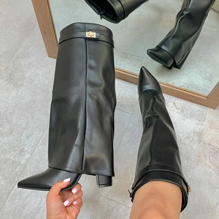 High heel boots in suede/leatherette design - Phoebe