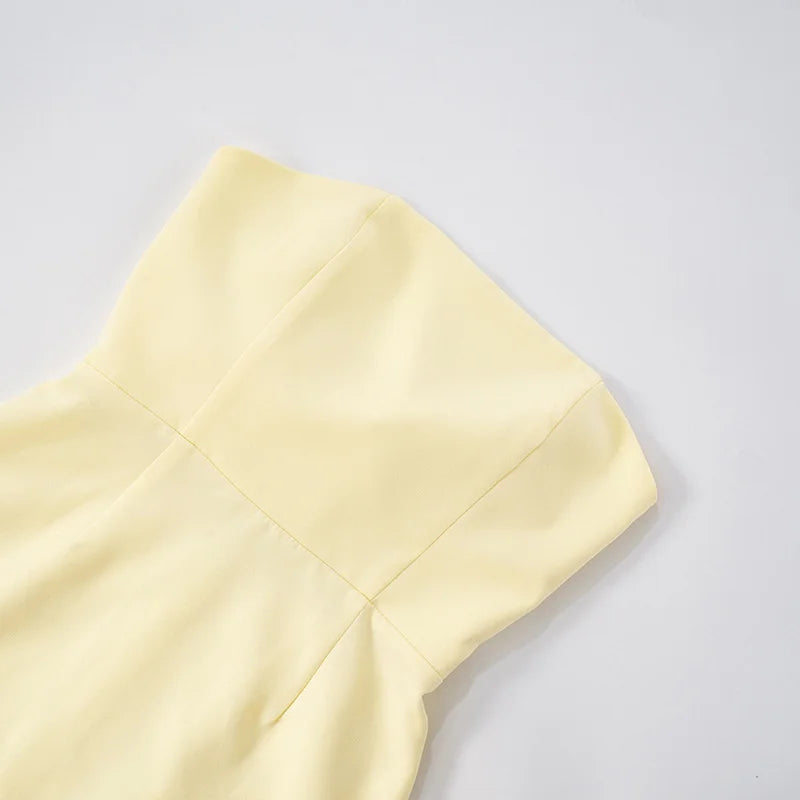 שמלת מקסי סטרפלס מלמלה בעיטור שסע קשירה בגב - ריקה