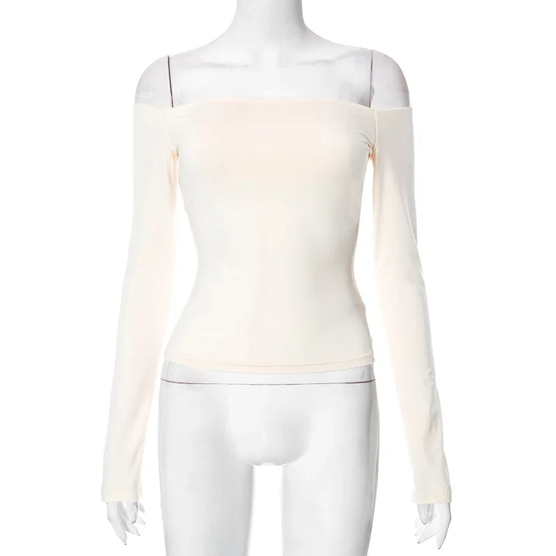 חולצה צמודה בייסיק כתפיים חשופות - יעלה