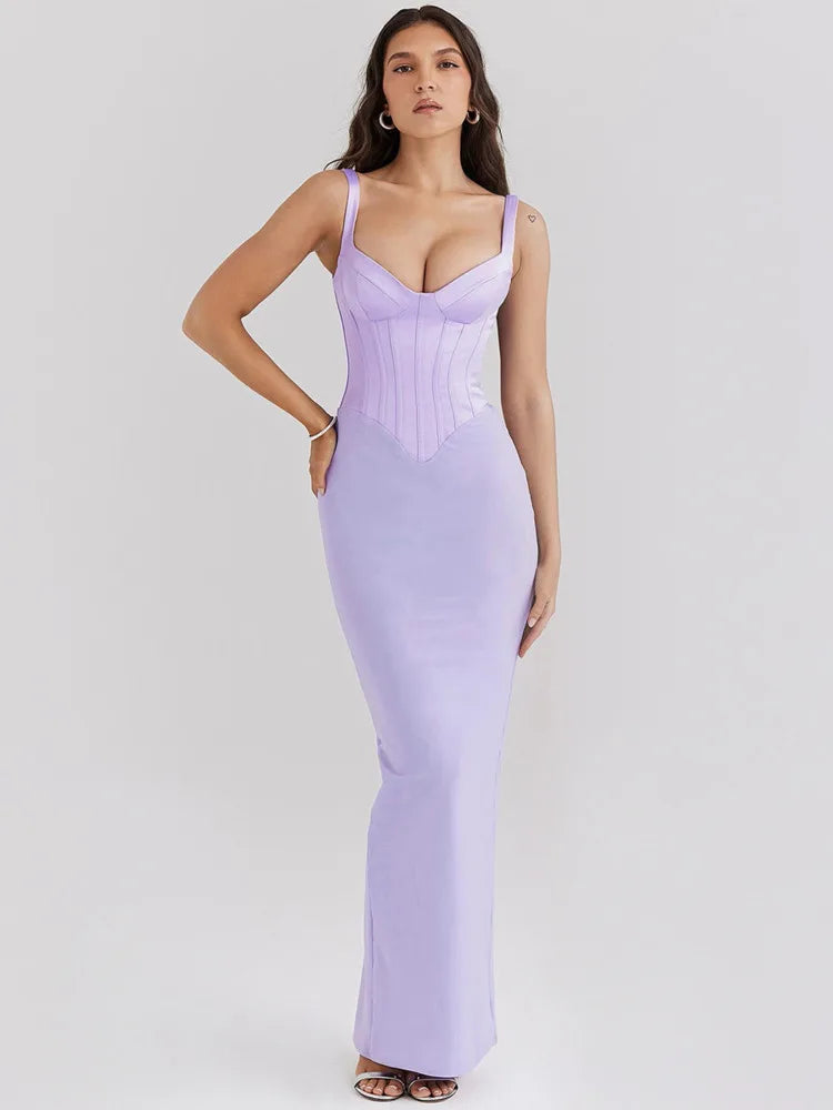 שמלת מקסי רשת בעיצוב מחוך סאטן - Mariam