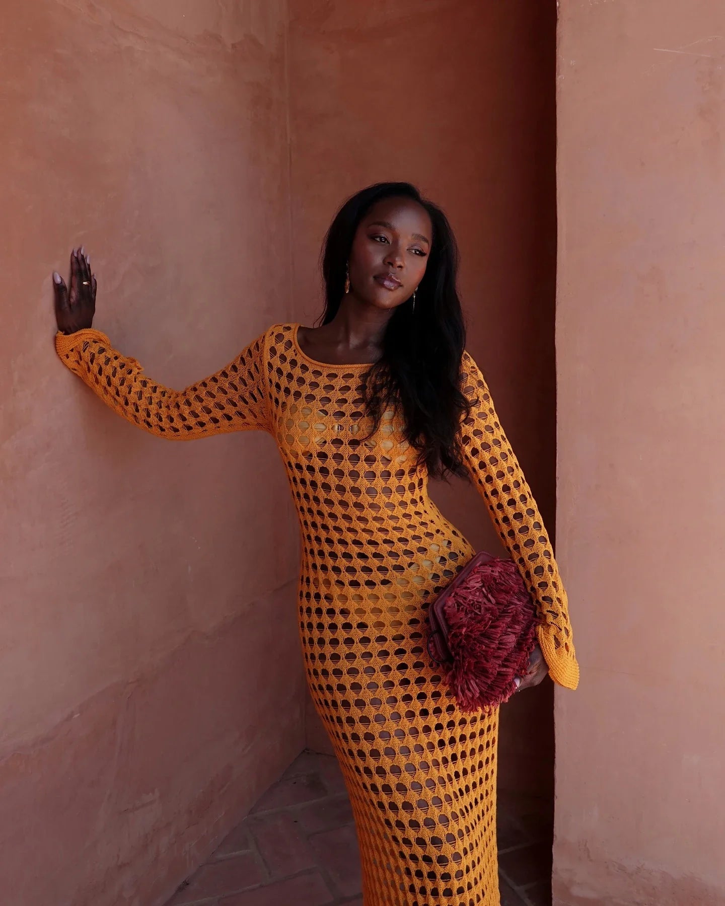 שמלת מקסי חוף רשת  - סול