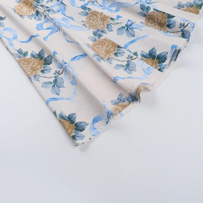 שמלת מידי אלגנטית בהדפס פרחוני בגזרת A - פלוריין