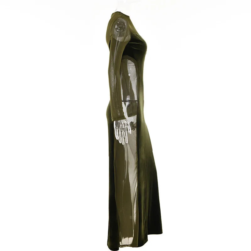 שמלת מקסי קטיפה בעיצוב רשת - סער