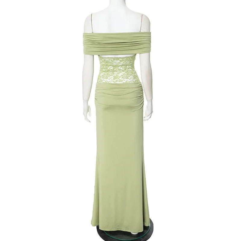 שמלת מקסי כתפיים חשופות בעיצוב תחרה - ג'סיקה