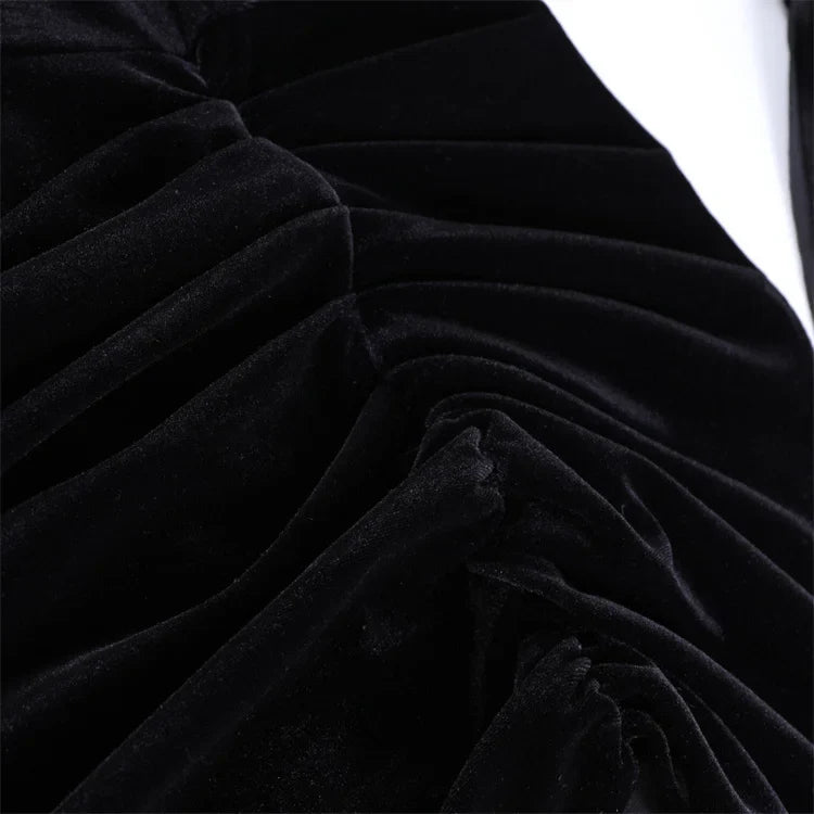 שמלת מיני גולף קטיפה בעיצוב כיווצים - Julia