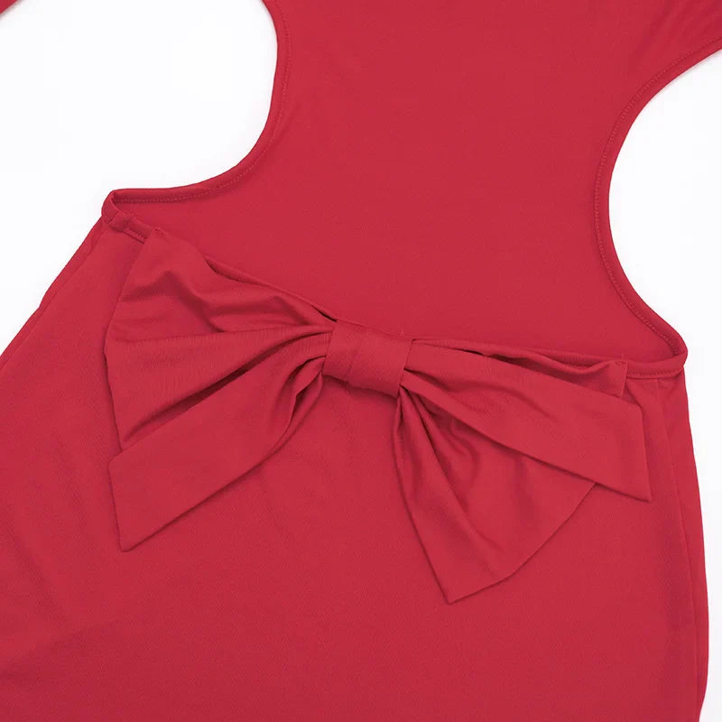 Open back mini dress with bow tie design - ORIN