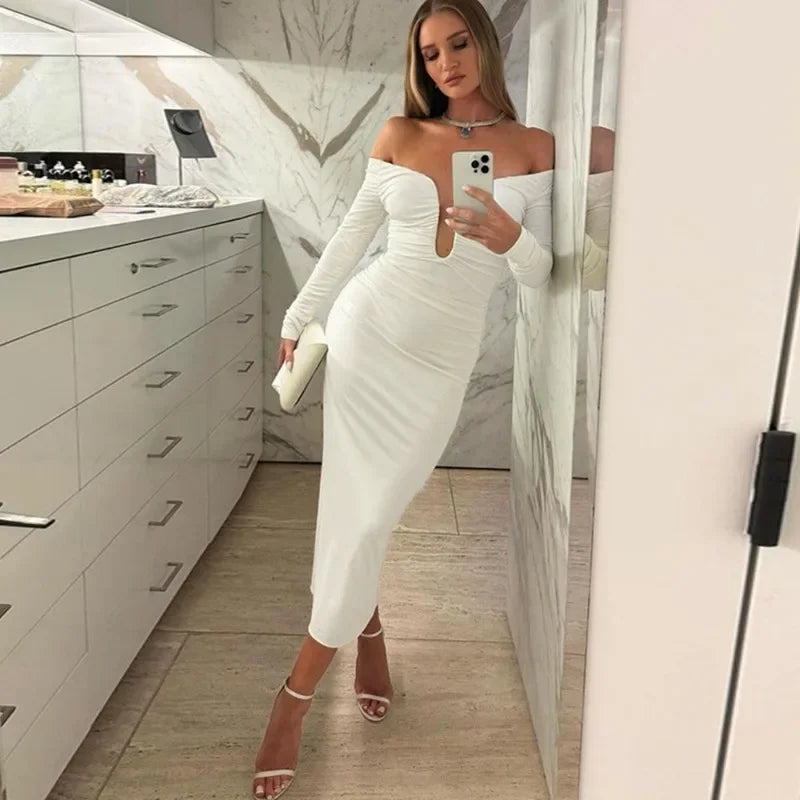 שמלת מקסי כתפיים חשופות - לילה