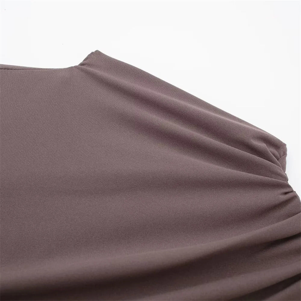 שמלת מקסי אלגנטית צמודה בעיצוב כיווצים - לוזיאנה