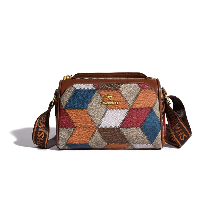 Faux leather bag with strap design