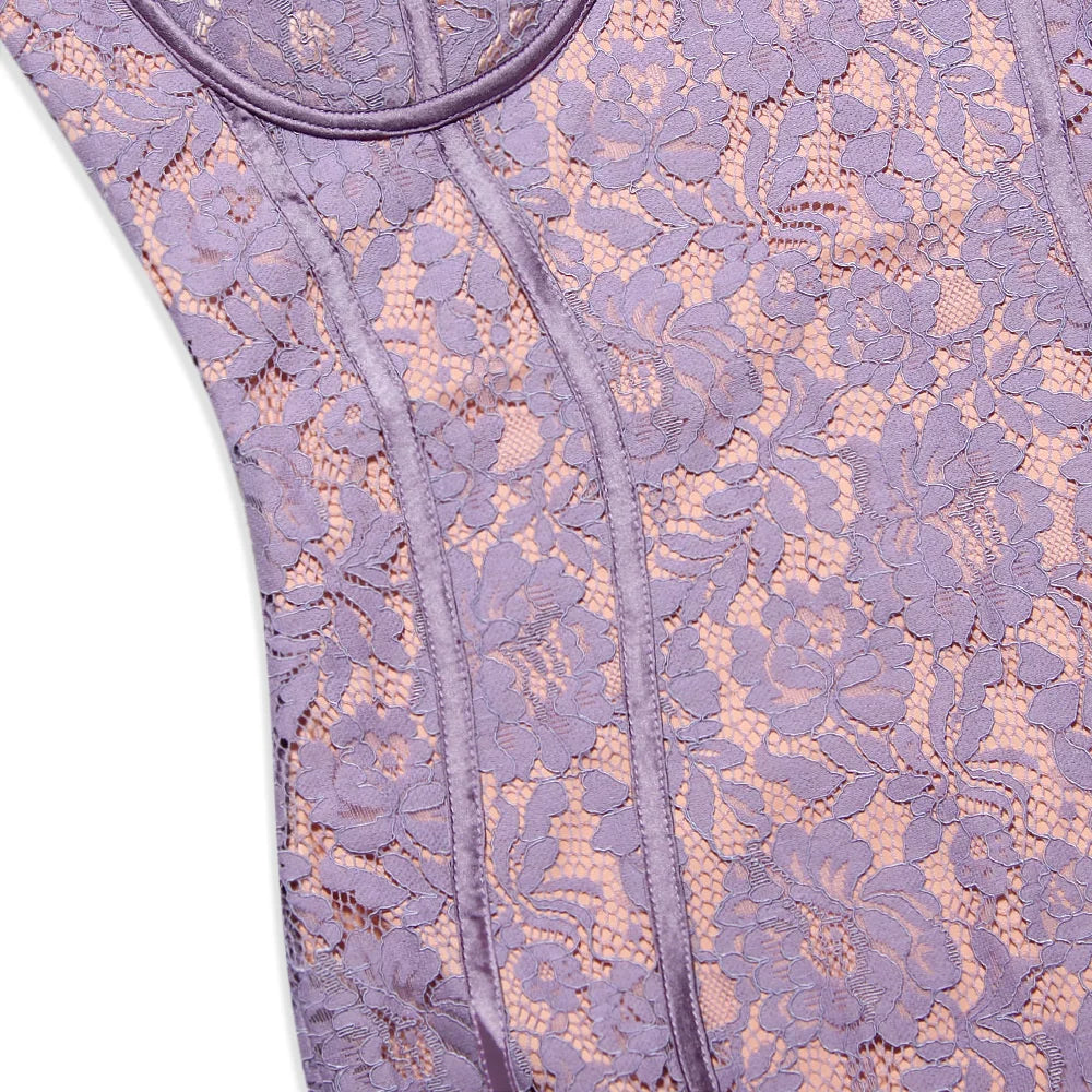 שמלת מיני תחרה בעיטור רקמת פרחים - פלורנסיה