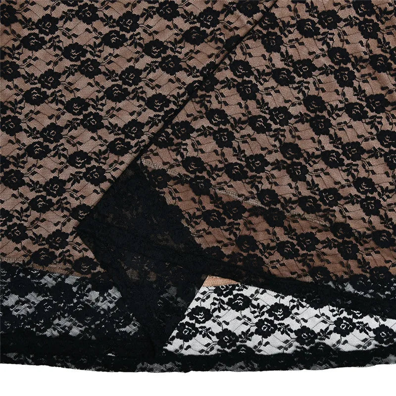 שמלת מקסי תחרה שרוולי פעמון מחשוף V - זוהרה