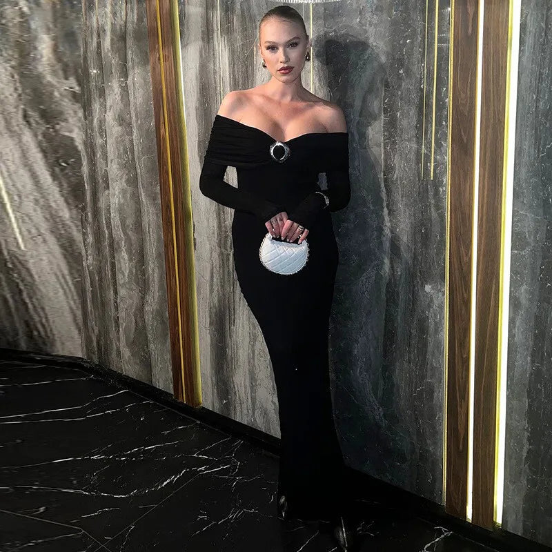 שמלת מקסי כתפיים חשופות - סבין