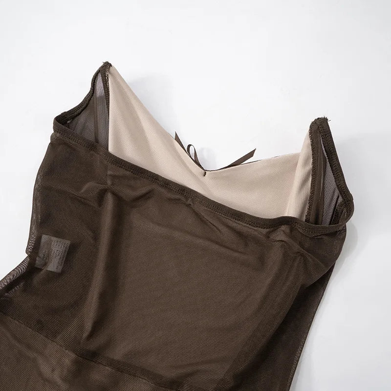 סט שני חלקים מחוך סטרפלס בעיצוב בגד גוף וחצאית מקסי - לאבי