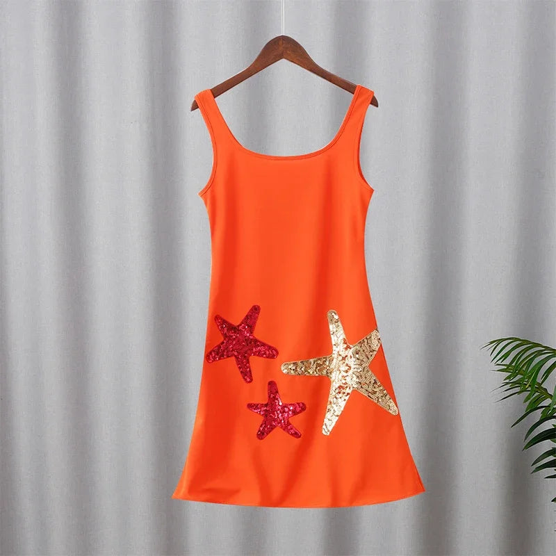 שמלת מיני בעיטור כוכבי ים פייטים - Daisy