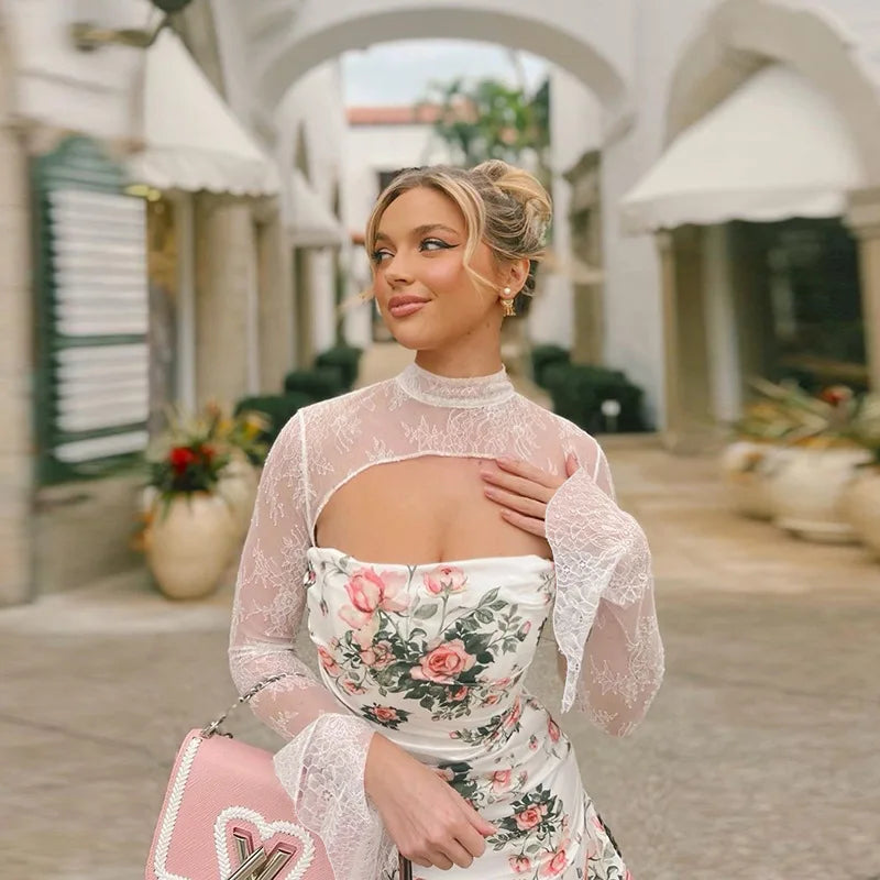 שמלת מיני פרחונית בעיטור תחרה - סיגל