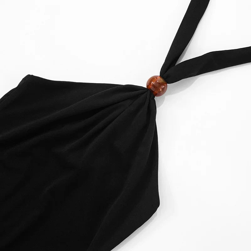 שמלת מיני קולר גב פתוח בעיטור חרוז - מיקה