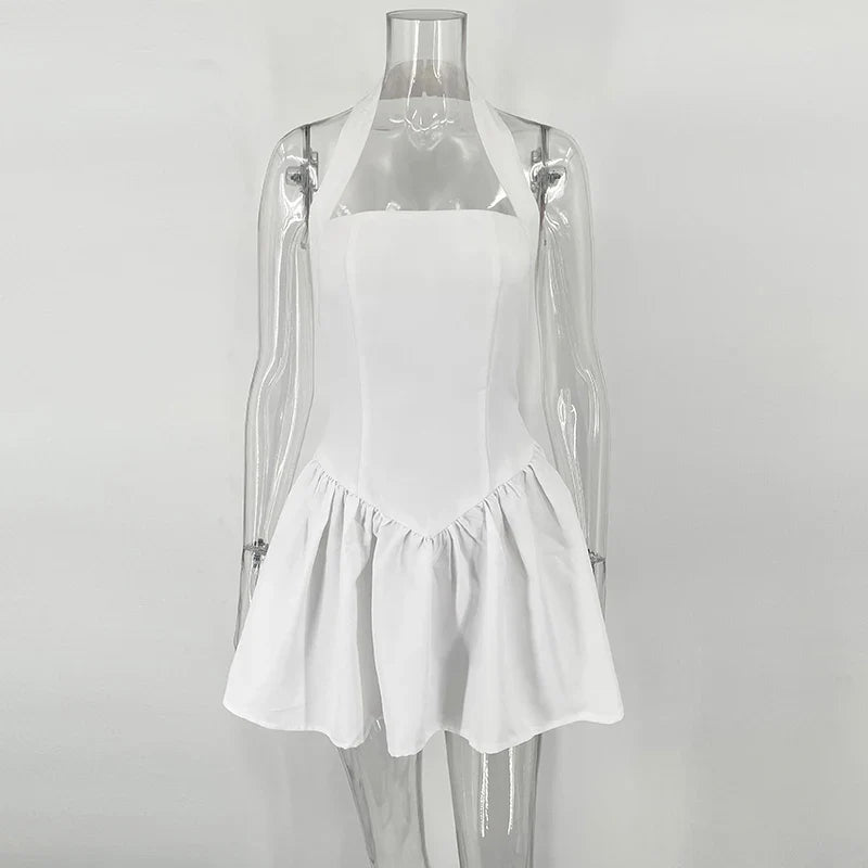 שמלת מיני בגזרת A סגירה בצוואר - סהר