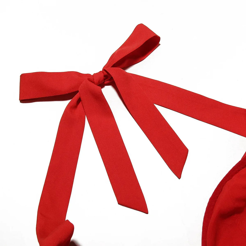 שמלת מידי בגזרת A בעיצוב מחוך קשירה בצוואר - טניה