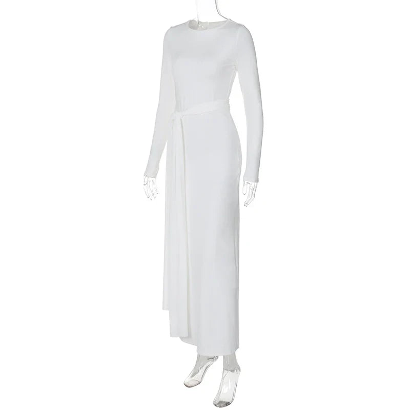 שמלת מקסי צנועה בעיצוב קשירה - מייפל