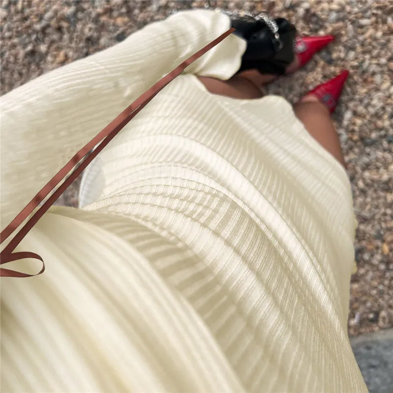 שמלת מיני סרוגה כתפיים חשופות בעיטור סרטי פפיון - יאנגה