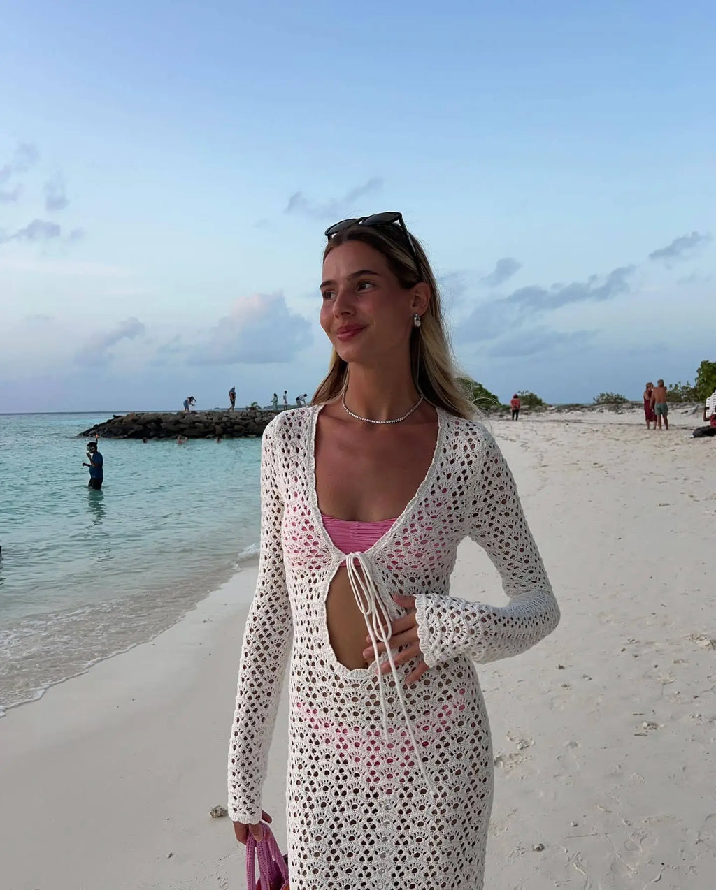 שמלת מקסי קרושה בעיטור קשירה בחזה - Halo