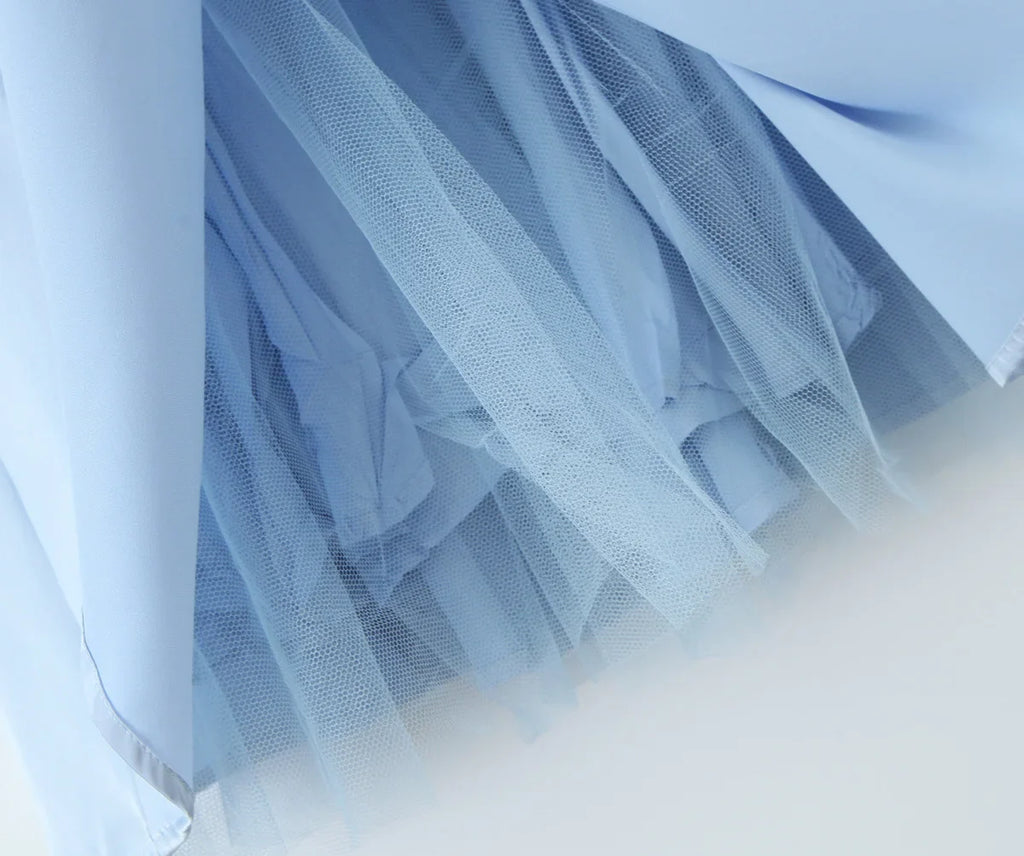 שמלת מיני סאטן בגזרת A בעיטור טול - Julissa