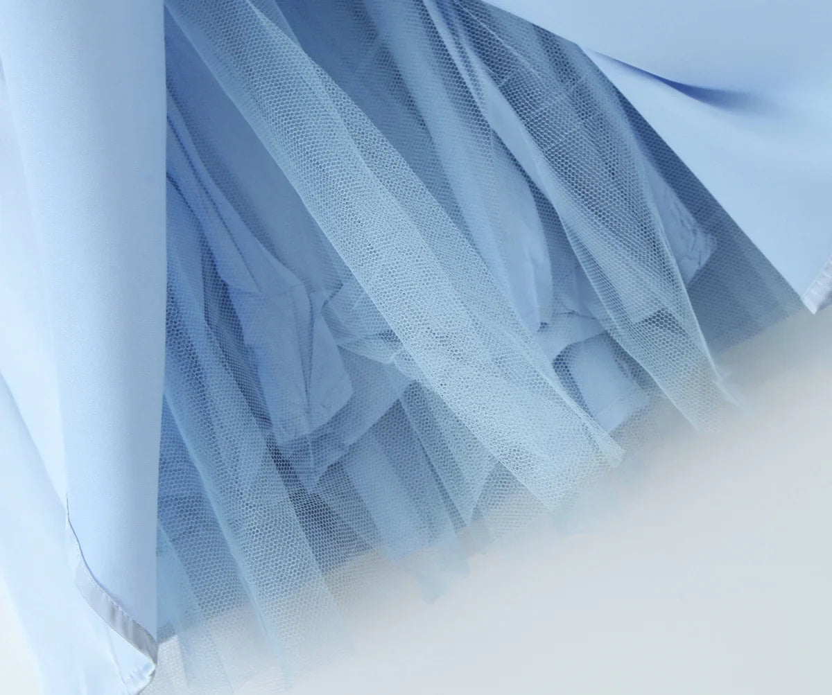 שמלת מיני סאטן בגזרת A בעיטור טול - Julissa