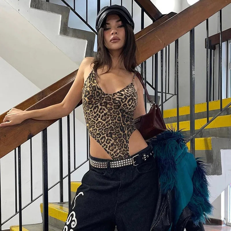 בגד גוף גופייה הדפס מנומר - טיי