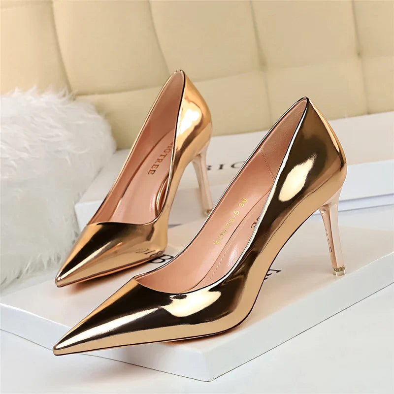 Shiny high heel shoes in various heights - Hailey
