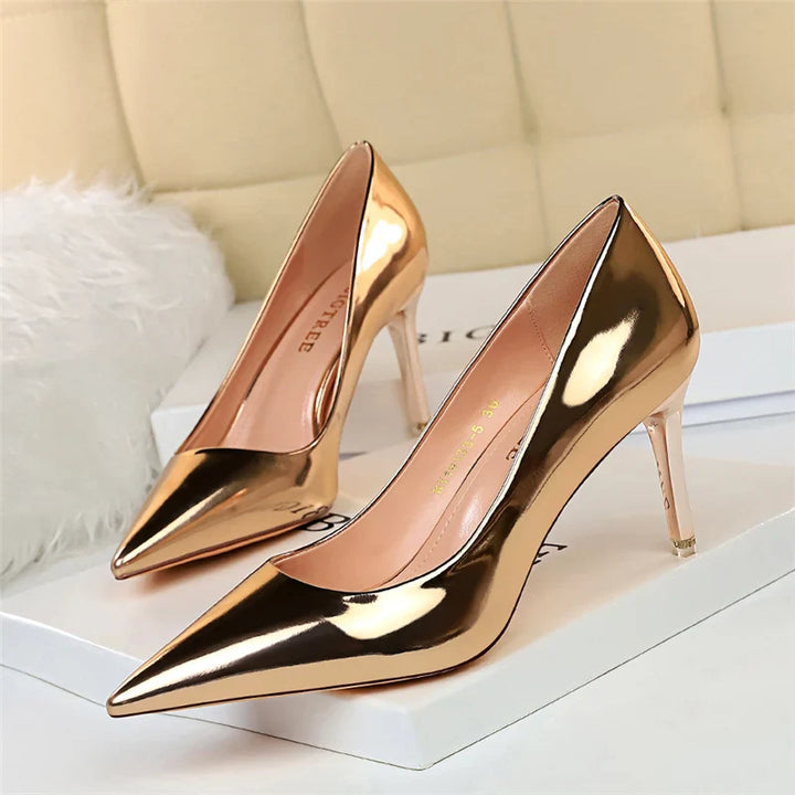 Shiny high heel shoes in various heights - Hailey