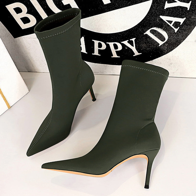 Silk Pointed Heel Boots - Chloé