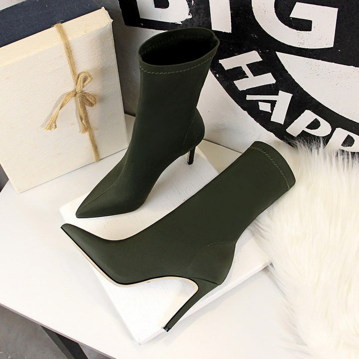 Silk Pointed Heel Boots - Chloé