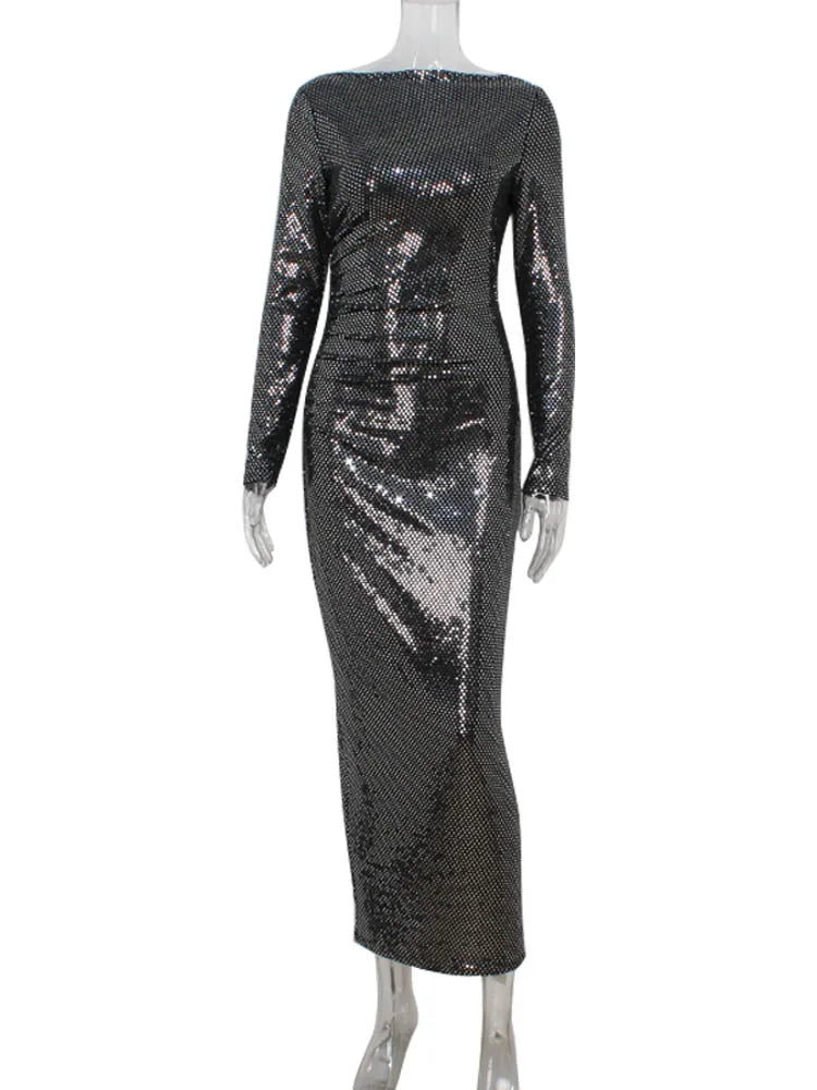 שמלת מקסי בעיטור נקודות מנצנצות - Journee