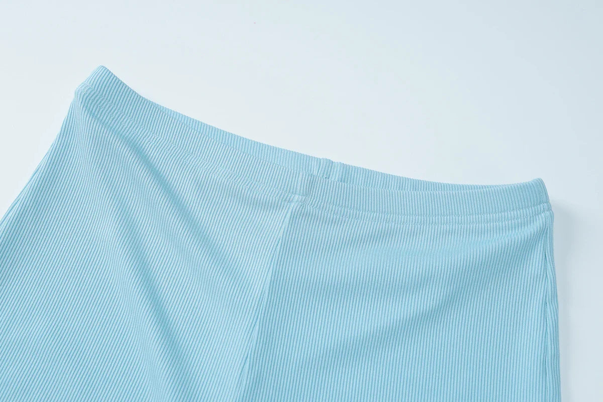 סט שני חלקים סרוג מכנסי פדלפון וחולצת בטן שרוולי פעמון - Zuri