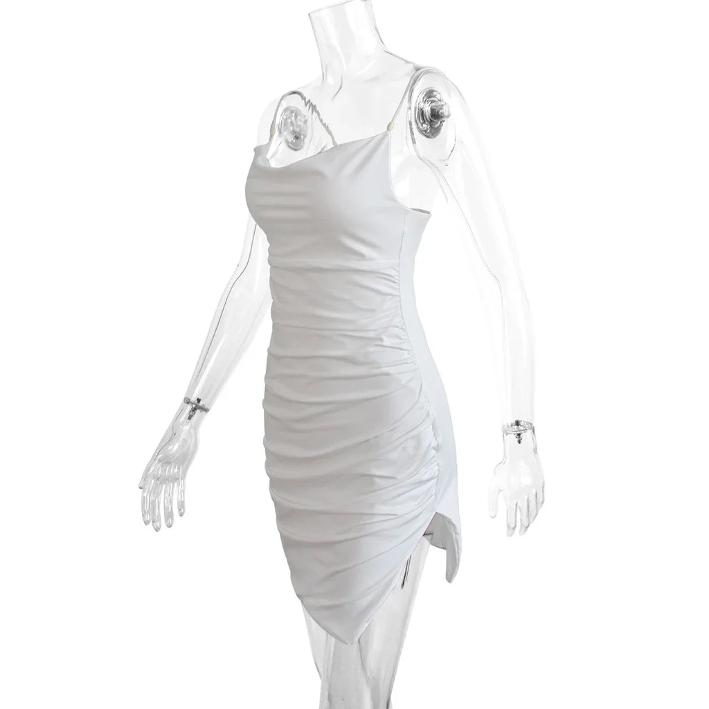 שמלת מיני צמודה בעיטור שסע קטן - ANGEL