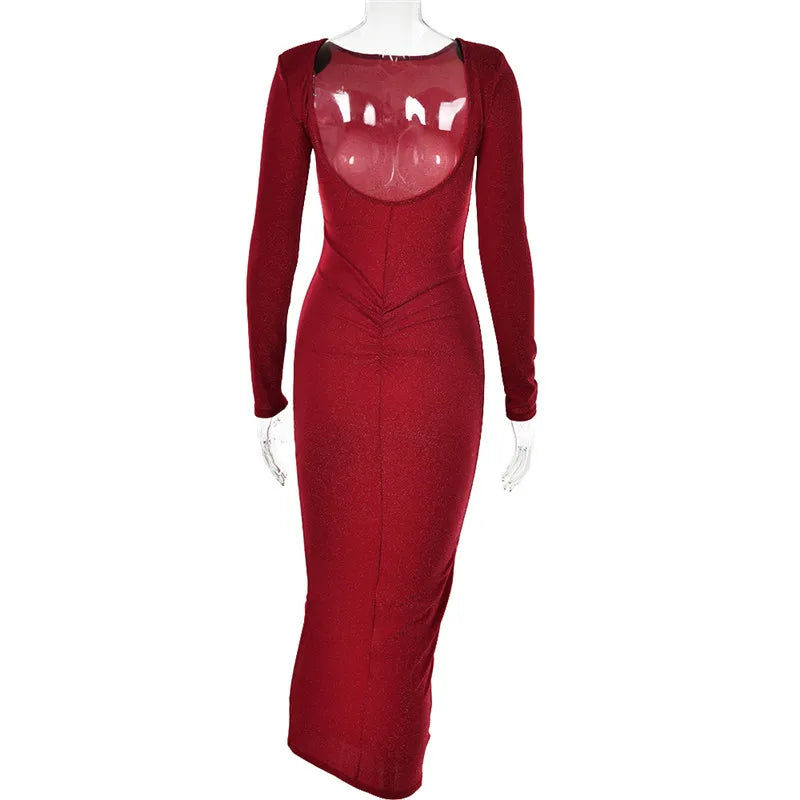 שמלת מידי נצנצים צמודה גב פתוח - Rosemary