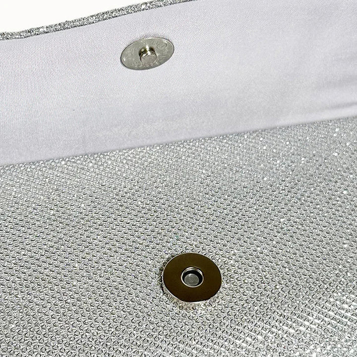Clutch bag with sparkling studs and chain strap design