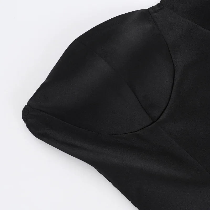 שמלת מיני סאטן סטרפלס בעיצוב בלון כיווצים - BELLEN