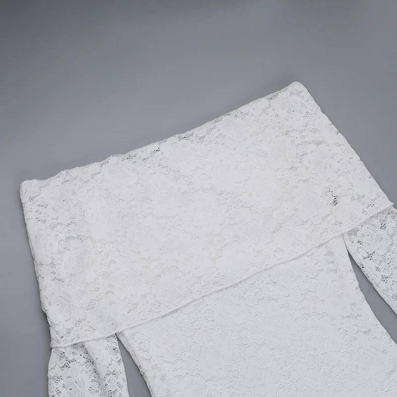 שמלת מקסי תחרה כתפיים חשופות - איליה